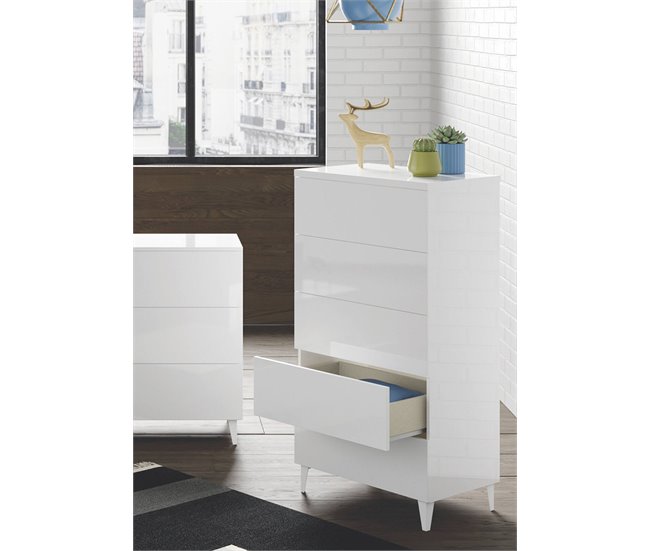 Conforama Cómoda Dmarco Cómoda Con 5 Cajones Cómoda Para El Dormitorio Cómoda Moderna 61x40h117 Cm Blanco