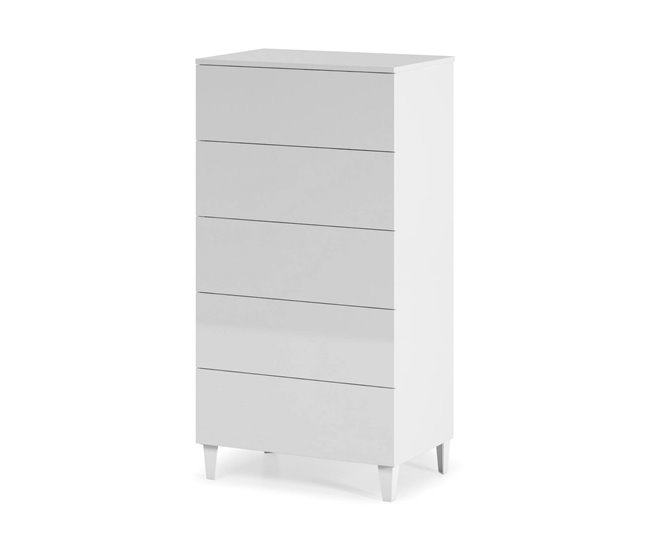 Conforama Cómoda Dmarco cómoda con 5 cajones cómoda para el dormitorio cómoda moderna 61x40h117 cm Blanco