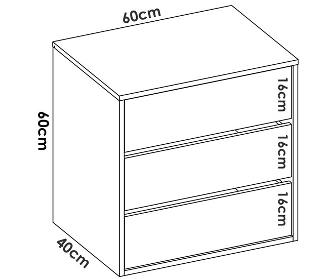 Conforama Cómoda Dmuzz Cómoda Para Interiores De Armario Cómoda De Dormitorio Con 3 Cajones 60x40h60 Cm Blanco
