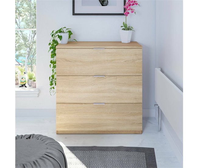 Conforama Cómoda Dobinn Cómoda Para Dormitorio Cómoda Con 3 Cajones 77x38h80 Cm Roble