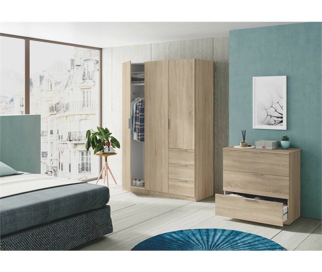 Conforama Cómoda Dobinn Cómoda Para Dormitorio Cómoda Con 3 Cajones 77x38h80 Cm Roble