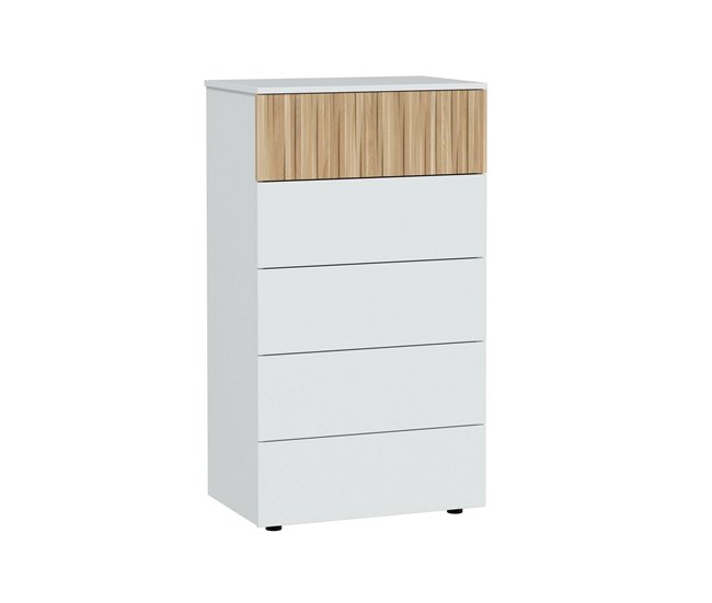Conforama Cómoda Dorig Cómoda Con 5 Cajones Cómoda Para El Dormitorio Cómoda Moderna 61x40h109 Cm Blanco Y Roble