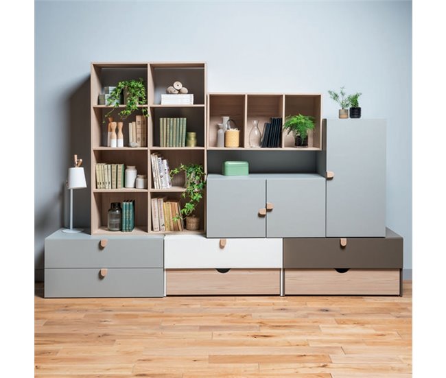 Conforama Cómoda Gris 2 Cajones Con Tiradores Madera - Stige