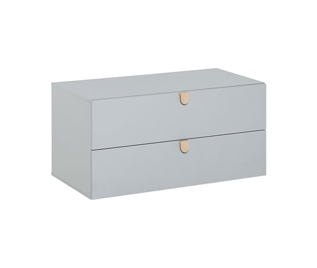 Conforama Cómoda gris 2 cajones con tiradores madera - Stige
