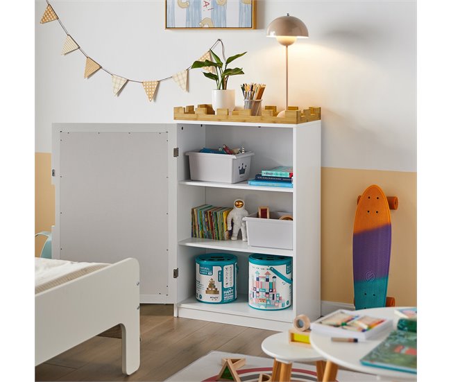 Conforama Cómoda Para Niños Con Pizarra Estantería Para Libros Juguetes Armario De Almacenamiento Para Niños Diseño De Candado KMB43-W SoBuy