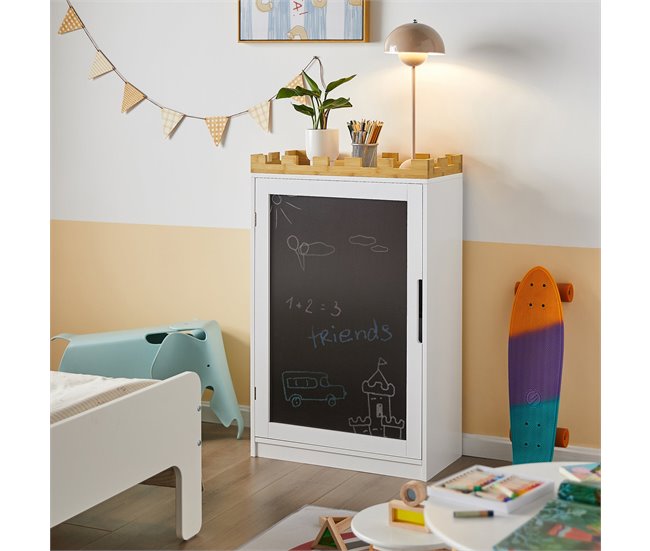 Conforama Cómoda Para Niños Con Pizarra Estantería Para Libros Juguetes Armario De Almacenamiento Para Niños Diseño De Candado KMB43-W SoBuy