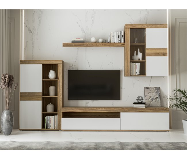 Conforama Compacto Tv 279 9cm Roble Y Blanco MELIDES