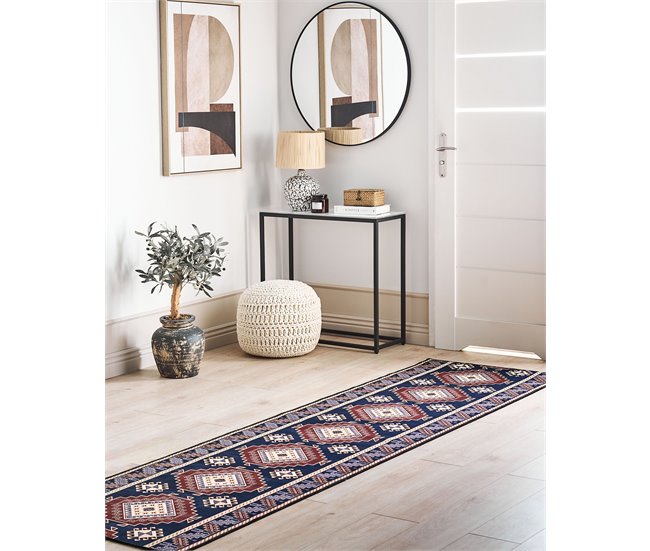 Conforama Alfombra Azul Y Roja 80 X 300 Cm KANGAL