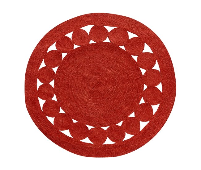Conforama Alfombra de yute roja 120 cm ø KOYUNLU