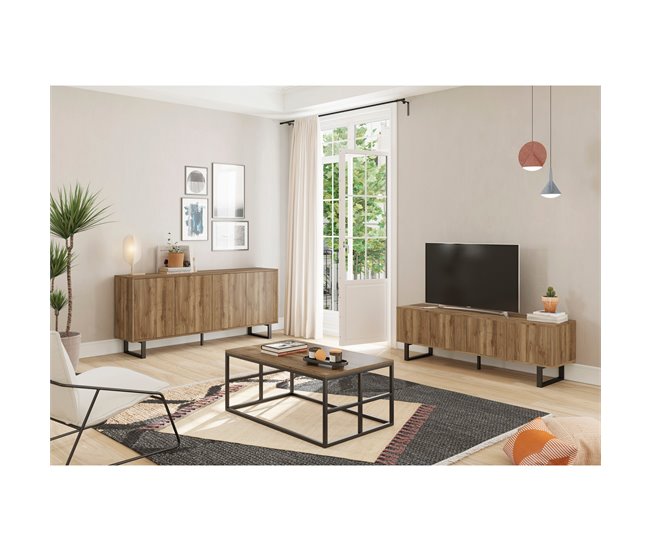 Conforama Aparador Bajo De 4 Puertas Laila Nogal