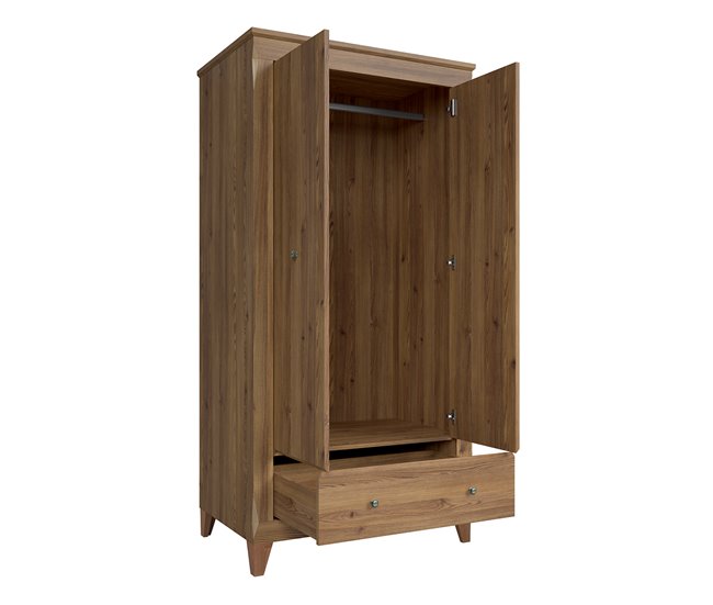 Conforama Armario 2 Puertas Y 1 Cajón Raya Madera