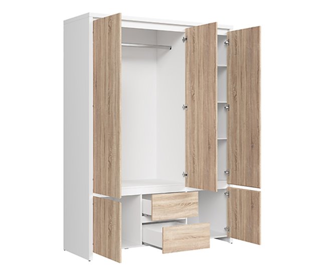 Conforama Armario 3 Puertas Soren Blanco Y Madera