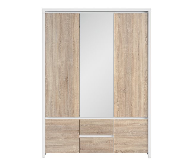Conforama Armario 3 Puertas Soren Blanco Y Madera
