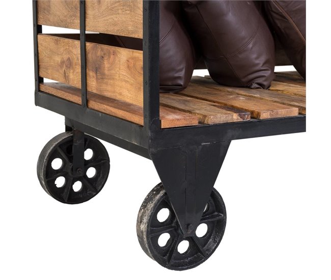 Conforama Banco De Madera Y Metal Marrón 160x61x92