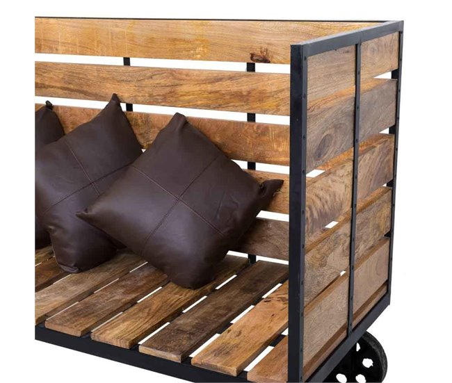 Conforama Banco De Madera Y Metal Marrón 160x61x92