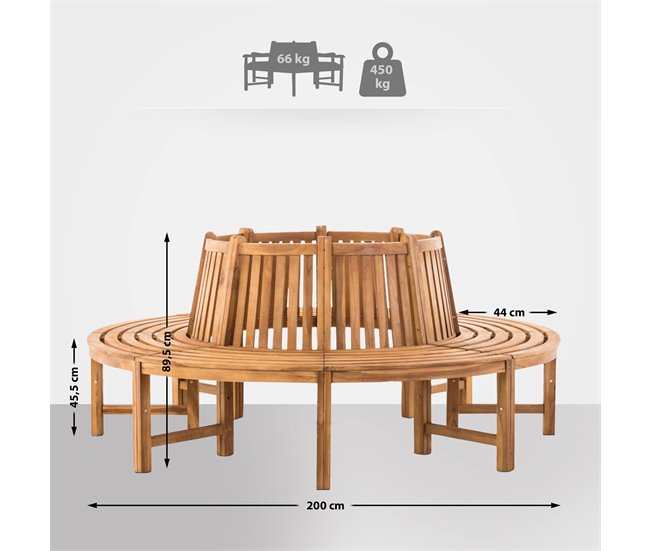 Conforama Banco Novum Madera Teca 200X200X89.5 Cm