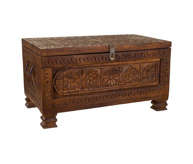 Conforama Baúl de madera marrón 65x37x33