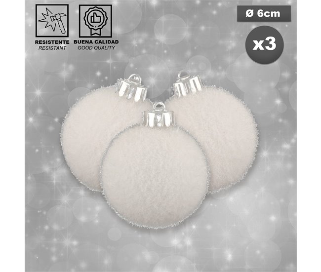 Conforama Bolas De Navidad Blancas 60 Mm X 3