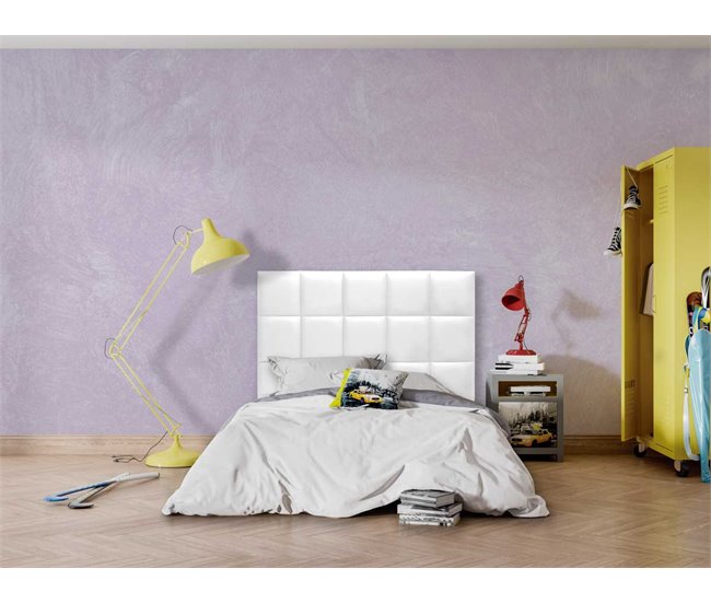 Conforama Cabecero NEBRASKA 105cm Blanco Polipiel