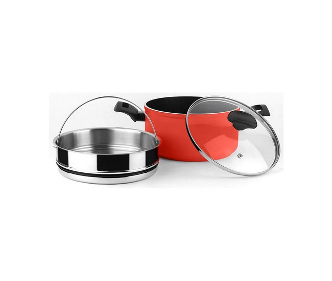Conforama Cacerola FAGOR Rojo Aluminio (Ø 20 Cm)