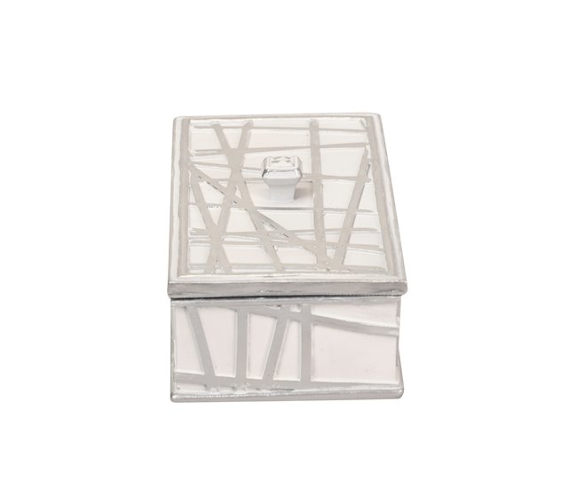 Conforama Caja Resina Plateada Blanca 20x11x8 Cm