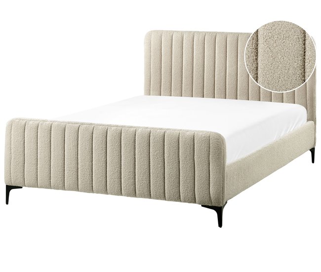 Conforama Cama Bouclé LUNAN 140 x 200 cm Beige