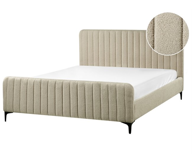 Conforama Cama Bouclé LUNAN 160 x 200 cm Beige