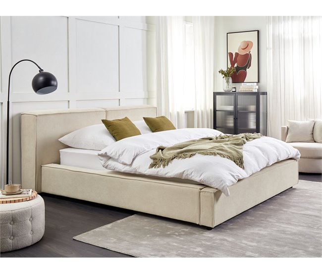Conforama Cama De Pana Beige 160 X 200 Cm LINARDS