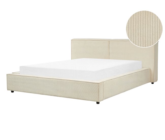 Conforama Cama de pana beige 160 x 200 cm LINARDS