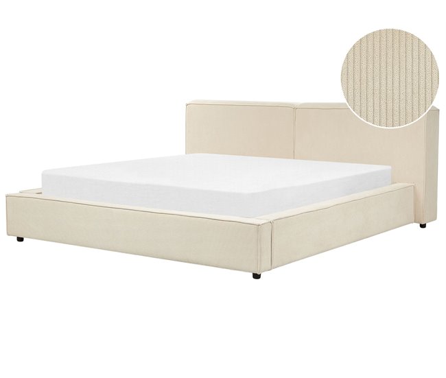 Conforama Cama de pana beige 180 x 200 cm LINARDS