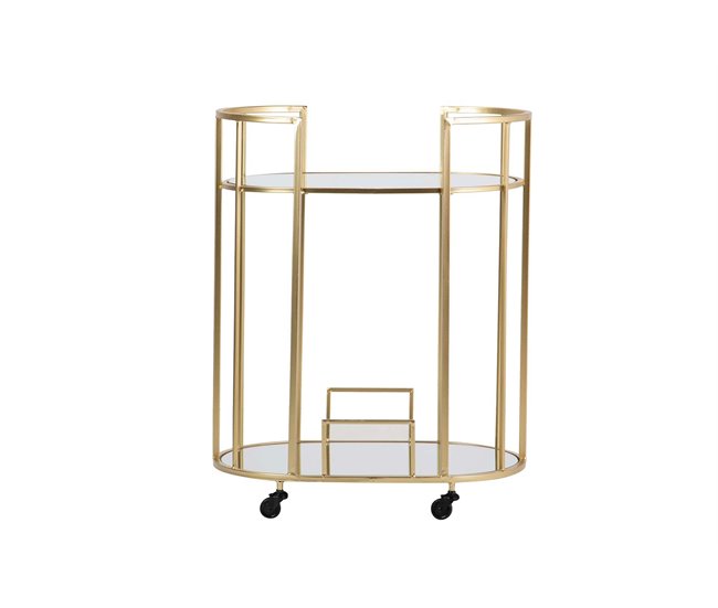 Conforama Camarera Oval Metal Dorada 60x40x75 Cm