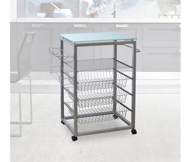 Conforama Carrito Cristal II Verdulero Blanco