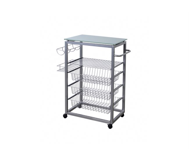 Conforama Carrito cristal II verdulero blanco