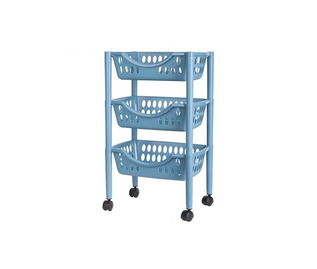 Conforama Carrito verdulero VEGGIE 3 pisos azul