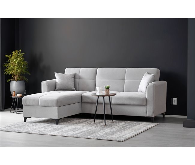 Conforama Chaise Longue Cama Reversible Gris TIAGO