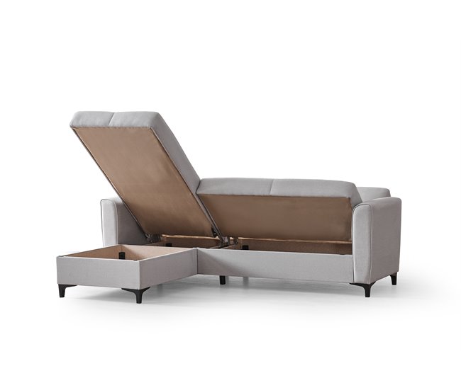 Conforama Chaise Longue Cama Reversible Gris TIAGO