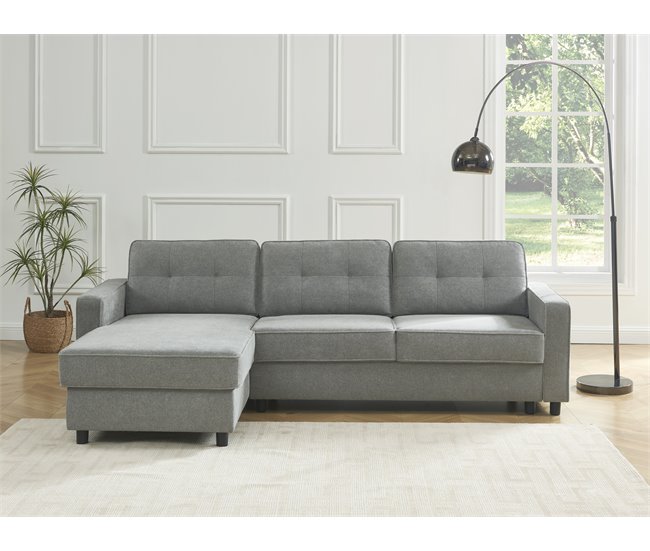 Conforama Chaise Longue CIAN Reversible Gris