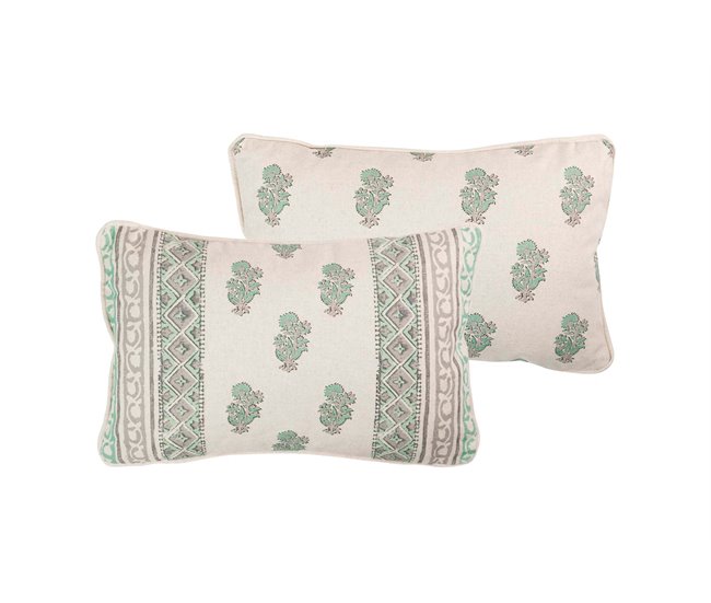 Conforama Cojin Lino Flores 45x30 Cm