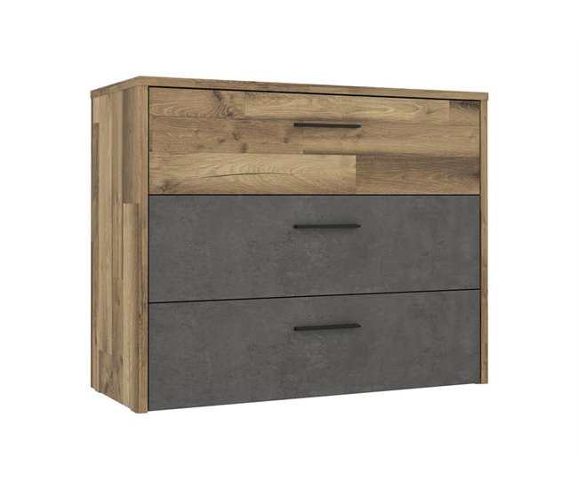 Conforama Cómoda 3 cajones RICCIANO negro/roble