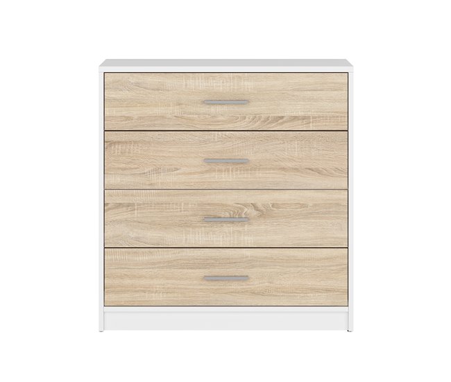 Conforama Cómoda 4 Cajones Ewen Blanco Y Madera