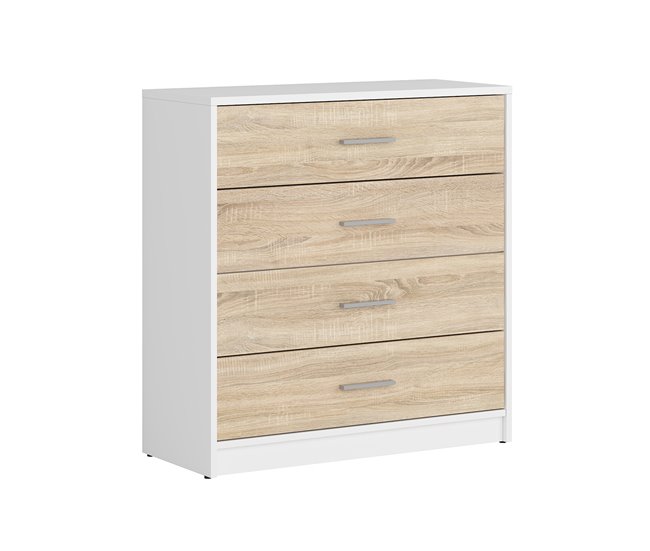Conforama Cómoda 4 cajones Ewen Blanco y Madera