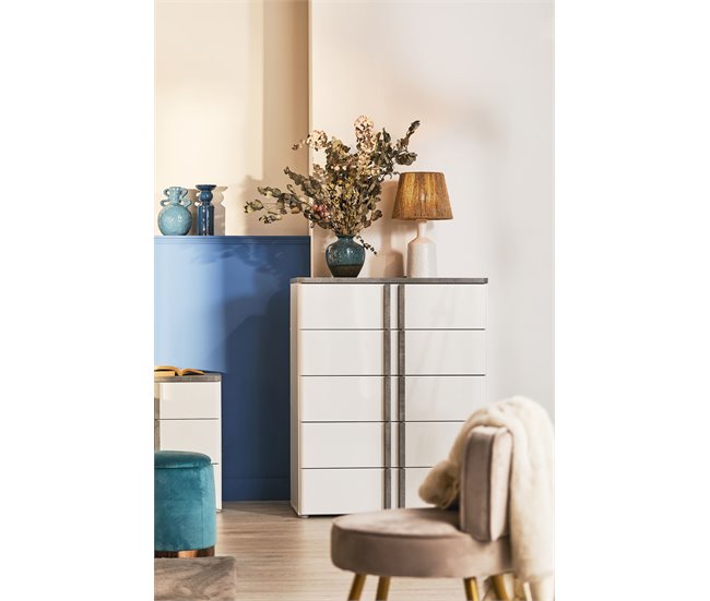 Conforama Cómoda 5 Cajones Blanco Mate BUGANVILLA