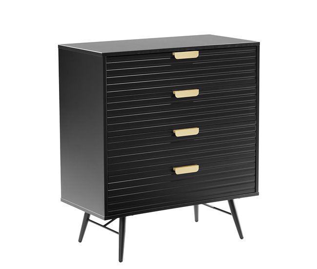 Conforama Cómoda EMILY 90x80x40cm 4 Cajones Negro