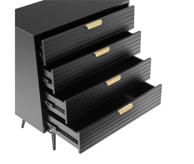 Conforama Cómoda EMILY 90x80x40cm 4 Cajones Negro