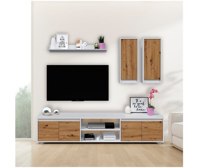 Conforama Compacto De TV YUMA Blanco Roble 200cm