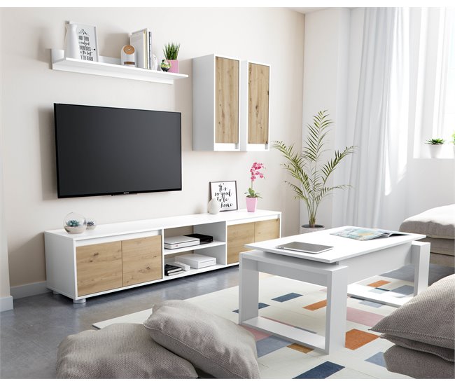 Conforama Compacto De TV YUMA Blanco Roble 200cm