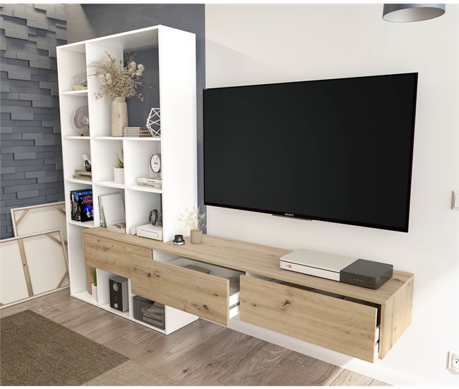 Conforama Compacto TV 226 Cm Blanco/Roble LIFE