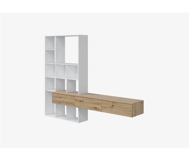 Conforama Compacto TV 226 Cm Blanco/Roble LIFE
