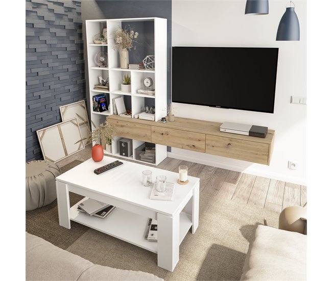 Conforama Compacto TV 226 Cm Blanco/Roble LIFE