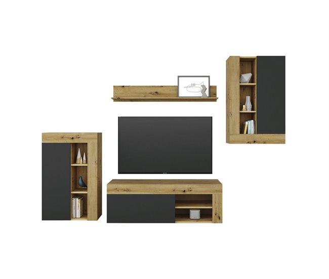 Conforama Compacto tv 260 LEO en roble y antracita